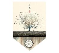 ZHOUXYFDC Cortinas Cortas Triángulo Chino 24 términos solares Separador Puerta Cabezal Cortina Letrero de Tienda Decoración Colgante Cocina Corta(Color 23,40x60cm)