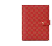 ZHOUXYFDC Cuaderno Anillas Loose-leaf Notebook Cover Stationery Hand Ledger Notebook Planner PU Leather Case For Noteook Binder Journal Binder(Chequer red,A6)