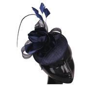 ZHOUXYFDC Fascinador Sombrero Encantadores Sombreros de Boda for Mujer, tocados con Plumas y Flores, Diadema for Damas, Tocado for Fiesta, té y Cena(Deep Blue)