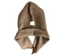 ZHOUXYFDC Gorro Bufanda Mujer Gorro de Lana de Punto for Hombre y Mujer, Ideal for el Invierno. Unisex, con Capucha, Cuello Alto y Bufanda for Esquiar en climas fríos.(Khaki)