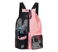 ZHOUXYFDC Mochila Cuerdas Mochila de natación de gran capacidad, de malla con cordón y bolsa impermeable, ideal for playa, equipo portátil for fitness y ejercicio.(Pink)