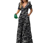 ZHOUXYFDC Mono Mujer Verano Mono de Pierna Ancha con Escote en V y Cintura Alta, diseño Ajustado Que Muestra una Figura (Black,L)