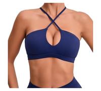 ZHOUXYFDC Sujetador Deportivo Mujer Hermoso Sujetador Deportivo con Espalda Cruzada for Mujer, Ropa Deportiva Transpirable con Relleno for Fitness(Deep Blue,M)
