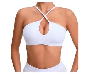 ZHOUXYFDC Sujetador Deportivo Mujer Hermoso Sujetador Deportivo con Espalda Cruzada for Mujer, Ropa Deportiva Transpirable con Relleno for Fitness(White,M)