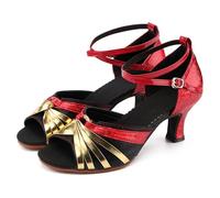 ZHOUXYFDC Zapatos De Baile Latino Mujer Zapatos de Baile Latino for Mujer, Suela de Goma Antideslizante de Larga duración, Ropa de Baile Diaria(Red,48.5)