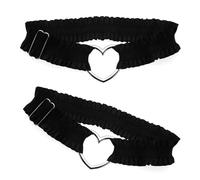 ZHOUYQX Liga para Muslo con corazón de Encaje Fruncido, Ajustable, Accesorio para Cosplay, Cadena para Muslo, cómoda Prenda de Moda para piernas, Color Negro.