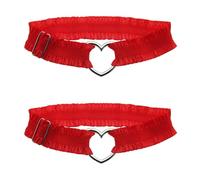 ZHOUYQX Liga para Muslo con corazón de Encaje Fruncido, Ajustable, Accesorio para Cosplay, Cadena para Muslo, cómoda Prenda de Moda para piernas, Color Rojo.