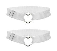 ZHOUYQX Liga para Muslo con corazón de Encaje Fruncido, Ajustable, Accesorio para Cosplay, Cadena para Muslo, cómoda Prenda de Moda para piernas, Color Blanco.