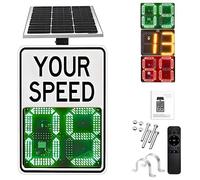 ZHPPED Señales LED de límite de Velocidad con energía Solar, 50,8 x 68,9 cm/61 x 89,9 cm, de Aluminio Inoxidable, Detector de Velocidad por Radar, 2 detectores de Velocidad Digitales White-20''X27''