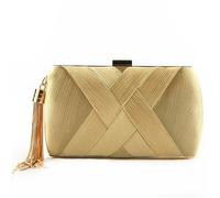 ZHQFLC Bolso de Embrague para Mujeres Formal Cena Nupcial Borla Tarde Bolso Cuerpo Cruzado Bolsa de Hombro para Boda Prom Night out Fiesta (Golden)