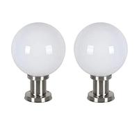 ZHRENXN Paquete De 2 Lámparas De Columna De Jardín Con Forma De Bola De 20 Cm Con Forma De Bola Para Exteriores, Iluminación De Pilar De Parque, Pantalla De Acrílico Blanca, Accesorio Exterior Redondo