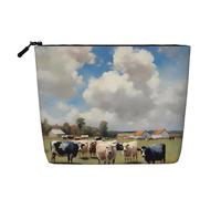 ZhRiYan A large farm. Bolsa de maquillaje de cáñamo falso, versátil bolsa de aseo de viaje, organizador de cosméticos reutilizable con bolsa con cremallera, negro, talla única, negro, talla única