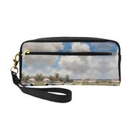 ZhRiYan A large farm - Neceser pequeño de piel con estampado - Neceser de viaje para mujer, bolsa de cosméticos reutilizable con cremallera, color negro, talla única, color negro, talla única, Black