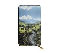 ZhRiYan Alpine Farm Cows - Cartera larga de piel con estampado de vacas, cartera personalizada para mujer con bolsillo para monedas, negro, talla única, color negro, talla única, Black, Talla única
