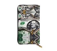 ZhRiYan Billetera larga de piel con estampado de billetes de banco - Cartera personalizada para mujer con bolsillo para monedas, negro, talla única, negro, talla única, Black, Talla única