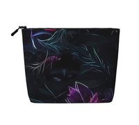 ZhRiYan Black mystery - Bolsa de maquillaje de cáñamo falso, versátil bolsa de aseo de viaje, organizador de cosméticos reutilizable con bolsa con cremallera, color negro, talla única, color negro