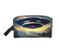 ZhRiYan Bolsa de cosméticos de viaje - Kit de Dopp reutilizable con aterrizaje de nave espacial, impresión de cara completa para artículos de tocador, maquillaje, accesorios y más, blanco, talla única