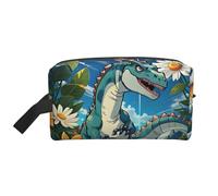 ZhRiYan Bolsa de cosméticos de viaje - Kit de Dopp reutilizable con bonito estampado de dinosaurio a toda la cara para artículos de tocador, maquillaje, accesorios y más, blanco, talla única, color