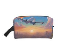 ZhRiYan Bolsa de cosméticos de viaje - Kit de Dopp reutilizable con hermosa impresión de avión a toda la cara para artículos de tocador, maquillaje, accesorios y más, blanco, talla única, White, Talla