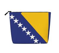 ZhRiYan Bolsa de maquillaje de cáñamo falso con estampado de bandera de Burundi, organizador de cosméticos reutilizable, almacenamiento diario, esencial para viajes de negocios, Bandera de Bosnia y