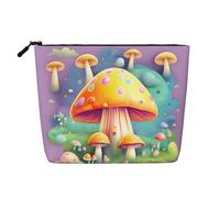 ZhRiYan Bolsa de maquillaje de cáñamo falso con estampado de bandera de Burundi, organizador de cosméticos reutilizable, almacenamiento diario, esencial para viajes de negocios, Fantasy Dream Mushroom