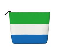 ZhRiYan Bolsa de maquillaje de cáñamo falso con estampado de bandera de Sierra Leona, organizador de cosméticos reutilizable, almacenamiento diario, esencial para viajes de negocios, Sierra Leone Flag