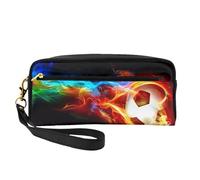 ZhRiYan Bolsa de maquillaje pequeña de piel con estampado de dragón de fuego para mujer, bolsa de cosméticos reutilizable con cremallera, color negro, talla única, negro, talla única, Black, Talla