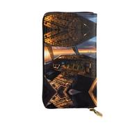 ZhRiYan Cartera larga de piel con estampado de cabina de avión, cartera personalizada para mujer con bolsillo para monedas, negro, talla única, negro, talla única, Black, Talla única