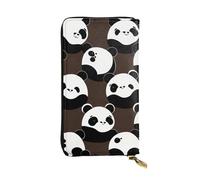 ZhRiYan Cartera larga de piel con estampado de panda trenzado, cartera personalizada para mujer con bolsillo para monedas, negro, talla única, negro, talla única, Black, Talla única