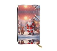 ZhRiYan Cartera larga de piel con estampado de Papá Noel para invierno, cartera personalizada para mujer con bolsillo para monedas, negro, talla única, negro, talla única, Black, Talla única
