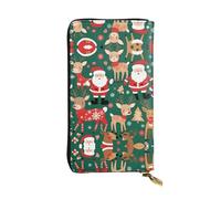 ZhRiYan Cartera larga de piel con estampado de Papá Noel y ciervos navideños, cartera personalizada para mujer con bolsillo para monedas, negro, talla única, negro, talla única, Black, Talla única