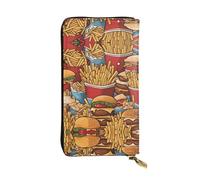 ZhRiYan Cartera larga de piel con estampado de patatas fritas, cartera personalizada para mujer con bolsillo para monedas, negro, talla única, negro, talla única, Black, Talla única