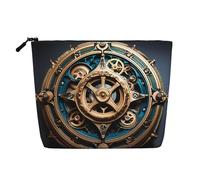 ZhRiYan Cool Steampunk Gears - Bolsa de maquillaje de cáñamo falso, versátil bolsa de aseo de viaje, organizador de cosméticos reutilizable con bolsa con cremallera, negro, talla única, color negro