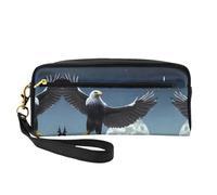 ZhRiYan Eagle under the stars - Neceser pequeño de piel con estampado de estrellas - Neceser de viaje para mujer, bolsa de cosméticos reutilizable con cremallera, color negro, talla única, color negro