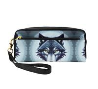ZhRiYan Fierce Wolf Head - Neceser pequeño de piel con estampado de cabeza de lobo - Neceser de viaje para mujer, bolsa de cosméticos reutilizable con cremallera, color negro, talla única, talla única