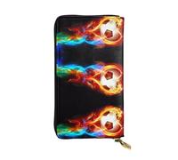 ZhRiYan Fire Dragon Roll - Cartera larga de piel con estampado de fútbol, cartera personalizada para mujer con bolsillo para monedas, color negro, talla única, negro, talla única