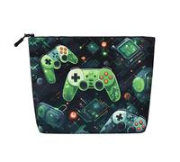 ZhRiYan Gamepad Circuit Version - Bolsa de maquillaje de cáñamo falso, versátil bolsa de aseo de viaje, organizador de cosméticos reutilizable con bolsa con cremallera, negro, talla única, color negro