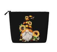 ZhRiYan Gnome Bee - Bolsa de maquillaje de cáñamo falso, diseño floral, versátil, organizador de cosméticos reutilizable con bolsa con cremallera, negro, talla única, negro, talla única, Black, Talla