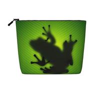 ZhRiYan Green Frog Shadow - Bolsa de maquillaje de cáñamo falso, versátil bolsa de aseo de viaje, organizador de cosméticos reutilizable con bolsa con cremallera, negro, talla única, color negro