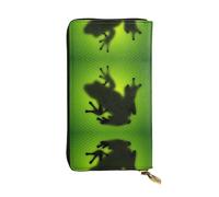 ZhRiYan Green Frog Shadow Print - Cartera larga de piel con bolsillo para monedas, color negro, talla única, color negro, talla única, Black, Talla única