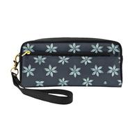 ZhRiYan Hermosa bolsa de maquillaje pequeña de piel con estampado de camelia, neceser de viaje para mujer, bolsa de cosméticos reutilizable con cremallera, color negro, talla única, color negro, talla