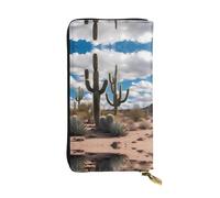 ZhRiYan lots of cactus - Cartera larga de piel con estampado de cactus, cartera personalizada para mujer con bolsillo para monedas, color negro, talla única, color negro, talla única, Black, Talla