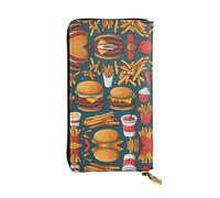 ZhRiYan Lots of tasty food - Cartera larga de piel con estampado de alimentos - Cartera personalizada para mujer con bolsillo para monedas, negro, talla única, color negro, talla única, Black, Talla