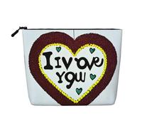 ZhRiYan Love Confessions - Bolsa de maquillaje de cáñamo falso, versátil bolsa de aseo de viaje, organizador de cosméticos reutilizable con bolsa con cremallera, color negro, talla única, color negro