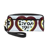 ZhRiYan Love Confessions - Neceser pequeño de piel con estampado de confesiones - Neceser de viaje para mujer, bolsa de cosméticos reutilizable con cremallera, color negro, talla única, Black, Talla