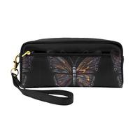 ZhRiYan Mystery Butterfly Print - Neceser pequeño de piel con estampado de mariposas - Neceser de viaje para mujer, bolsa de cosméticos reutilizable con cremallera, color negro, talla única, Black