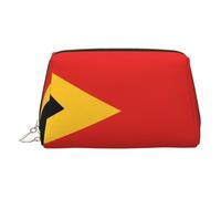ZhRiYan Neceser de maquillaje de cuero dorado - Bolsas de viaje para cosméticos de la República Democrática de Timor-Leste con cremallera, organizador portátil de artículos de tocador para uso diario
