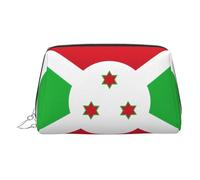 ZhRiYan Neceser de maquillaje de piel dorada, bolsa de viaje con estampado de bandera de Burundi con cremallera, organizador portátil de artículos de tocador para uso diario, Plateado, One Size