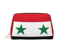 ZhRiYan Neceser de maquillaje de piel dorada, con diseño de bandera de la República Árabe Siria, con cremallera, organizador portátil de artículos de aseo para uso diario, Dorado, One Size