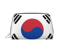 ZhRiYan Neceser de maquillaje de piel dorada, con diseño de bandera de la República de Corea, con cremallera, organizador portátil de artículos de aseo para uso diario, Dorado, One Size